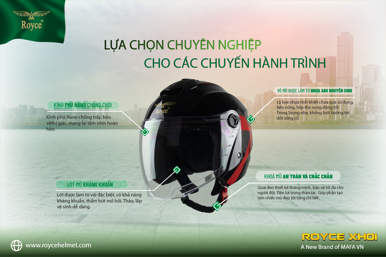 mũ bảo hiểm 3/4 đầu Royce XH01