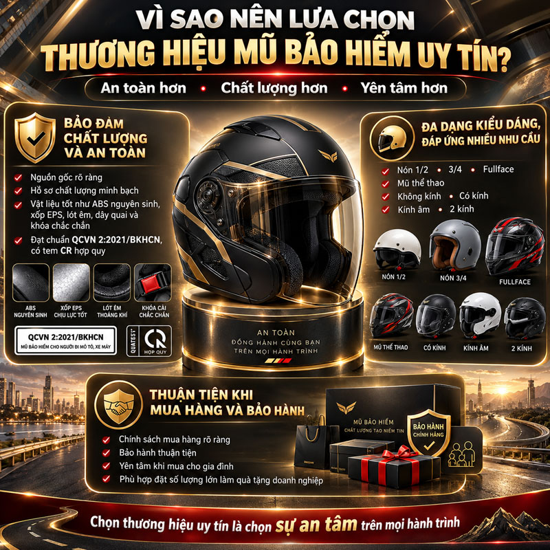 Vì sao nên lựa chọn thương hiệu mũ bảo hiểm uy tín?